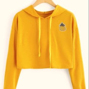 Girls Pineapple Patched Drawstring Hoodie